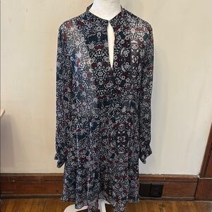 BCBGeneration Black Ruffled Mock Neck long sleeve dress Size L  EUC